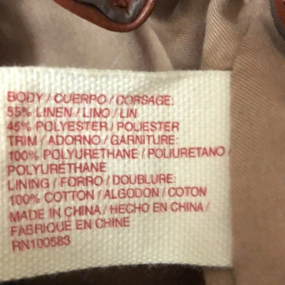 Lucky Brand Kendal Orange and Tan Boho Linen Blend Backpack Style Bag - Picture 10 of 10